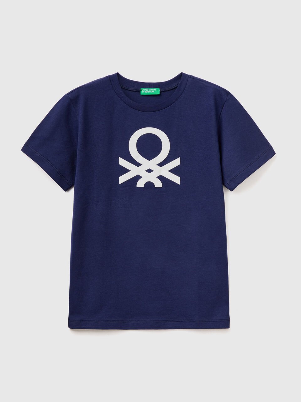 saldi benetton T-shirt 100% cotone bio con logo Outlet En Ligne